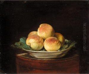 Still Life With Peaches In A Bowl On A Round Table by Jean-Baptiste-Simeon Chardin