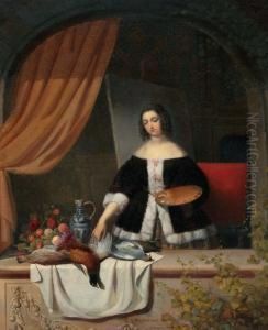 Kunstenares Schikt Stilleven In Het Raam by Eduard Charlemont