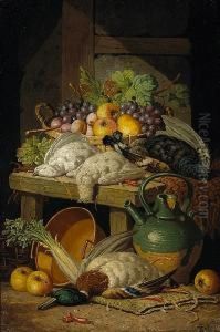 A Still Life With Fruit, Game, A Water Jug And A Copper Pot by A. Charles