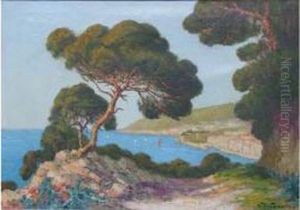 Cousin La Rade De Villefranche Hst Sbd Titree Au Dos Sur Le Chassis 65,5 X 92 Cm