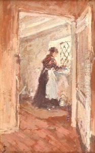 Cottage Interior With Lady At A Window