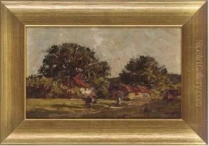 A Summer Meadow With Cottages Beyond by James Charles