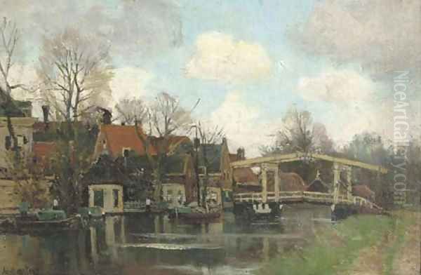 Ophaalbrug over de Vecht, Breukelen a riverside village - view 1