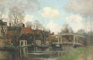 Ophaalbrug over de Vecht, Breukelen a riverside village by Nicolaas Bastert