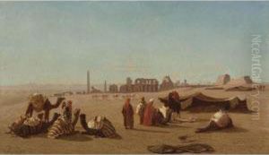 A Caravan At Rest, The Temple Of Karnak, Thebes In Thedistance