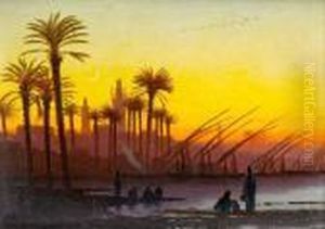 Sunset Over The Nile by Charles Theodore Frere