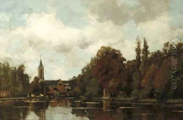 Gezigt op Loenen aan de Vecht by Nicolaas Bastert