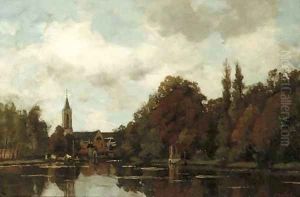 Gezigt op Loenen aan de Vecht by Nicolaas Bastert