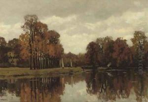 The river Vecht in Autumn by Nicolaas Bastert