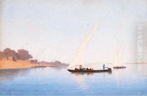 Felouques Sur Le Nil by Charles Theodore Frere