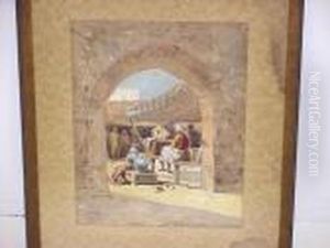Oriental Courtyard Scene by Charles Theodore Frere