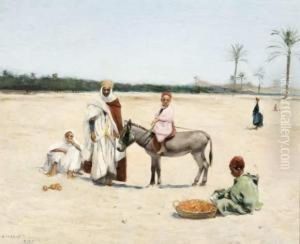 Le Petit Marchand D'oranges A Biskra. by Frantz Charlet