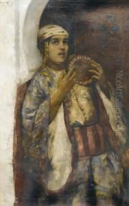 Junge Marokkanerin Mit Tamburin. by Frantz Charlet
