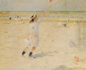 Enfant Jouant Au Diabolo Sur La Plage
