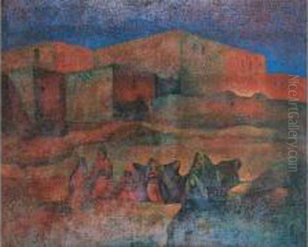 < Femmes Devant Le Village, Maroc >. - view 1