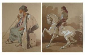 Cavalier Et Vieil Oriental by Nicolas Toussaint Charlet