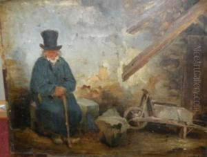 Paysan Dans Une Grange by Nicolas Toussaint Charlet