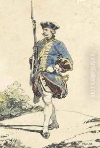 Un Garde Francais Sous Louis Xv by Nicolas Toussaint Charlet