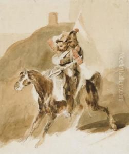 Deux Cavaliers Sur Un Cheval by Nicolas Toussaint Charlet