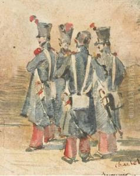 Quatre Hussards En Conversation - view 1