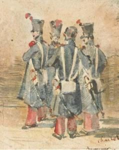Quatre Hussards En Conversation Quatre Hussards En Conversation