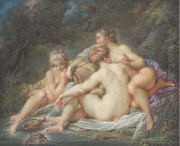Trois Femmes Au Bord D'un Ruisseau Tenant Une Urne - view 1