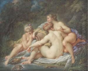 Trois Femmes Au Bord D'un Ruisseau Tenant Une Urne by Jacques Charlier