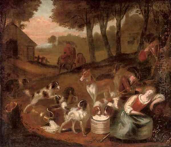 A hunting party stopped by a sleeping milkmaid - view 1