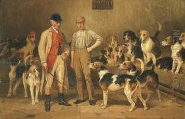 Hounds With Trainer And Master In The Kennel - view 1