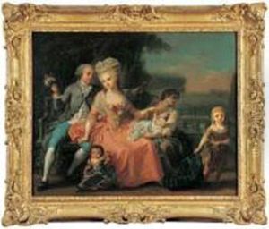 Portrait D'un Couple Et De Ses Enfants Portrait D'un Couple Et De Ses Enfants