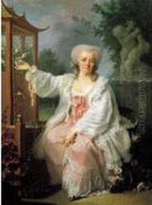 Portrait De Dame Assise Pres D'une Voliere En Forme De Pagode Portrait De Dame Assise Pres D'une Voliere En Forme De Pagode