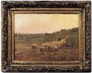 La Rentree Du Troupeau En Fin De Journee, Circa 1880 by Albert Charpin