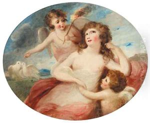Portrait of a lady with angels by Lady Diana Beauclark