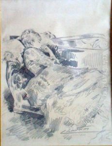 Sarah Bernhardt Endormie by Theobald Chartran