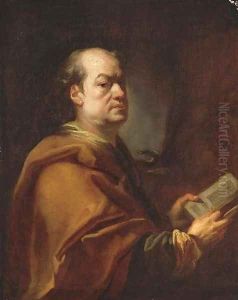 Portrait of an artist in front of his easel