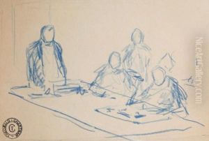 Preparatory Sketch For "the 
Signing Of Thepeace Protocol Between Spain And The United States"
