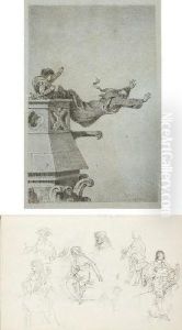 Un Album De 40 Pages Sur
Lesquelles Ont Ete Dessines Et Colles Des Croquis Par Theobald Chartran
Et D'autres Artistes by Theobald Chartran