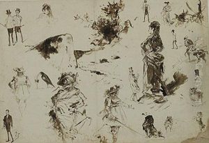 Schetsen Van Personages Rond 1900.
