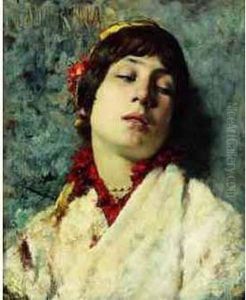 < Portrait De Catarina >. by Theobald Chartran