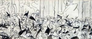 Elegants Devant L'opera by Chas-Laborde