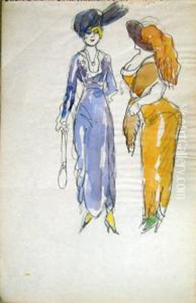 Lot De Sept Etudes De Femmes Et De Cirque Dont Cinq Double Faces - view 1