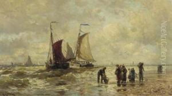 Fisherfolk On The Beach At Scheveningen - view 1