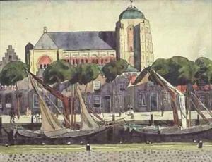 The Church and Harbour at Verre by Thomas Austen Brown