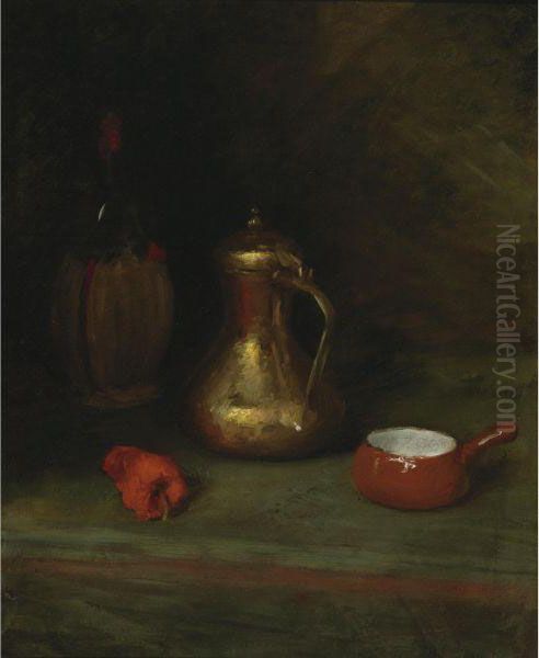 Still Life With Bottle, Carafe, Pot And Red Pepper - view 1