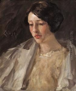 Portrait Of Esther M. Groome by William Merritt Chase