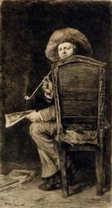 A Seated Gentleman Smoking A Pipe by William Merritt Chase