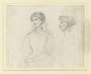 A Half-length And Bust-length Portrait Of A Woman by Theodore Chasseriau