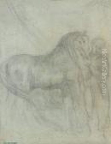 Cheval Et Personnage Vetu A L'antique - view 1