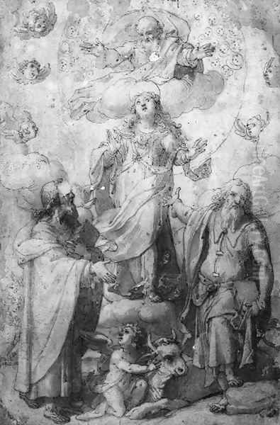 The Madonna and God-the-Father with Saint Luke and Saint Matthew - view 1