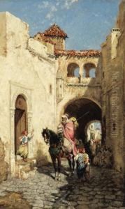 Street Scene In Algeria by Marc Alfred Chataud